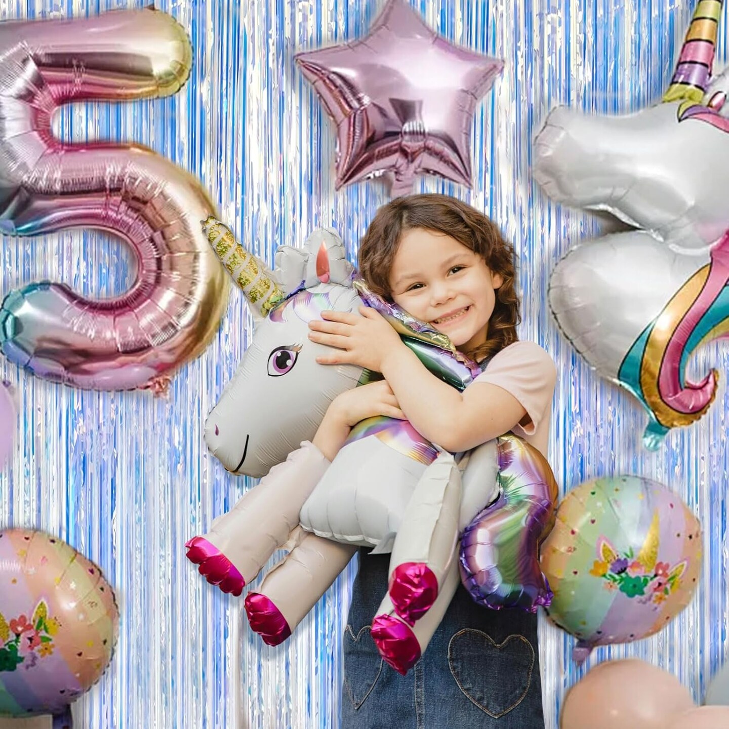 2 Pack Iridescent Party Backdrop Decorations Tinsel Curtain Birthday Decorations Foil Fringe Photo Booth Streamer Backdrop Iridescent Theme