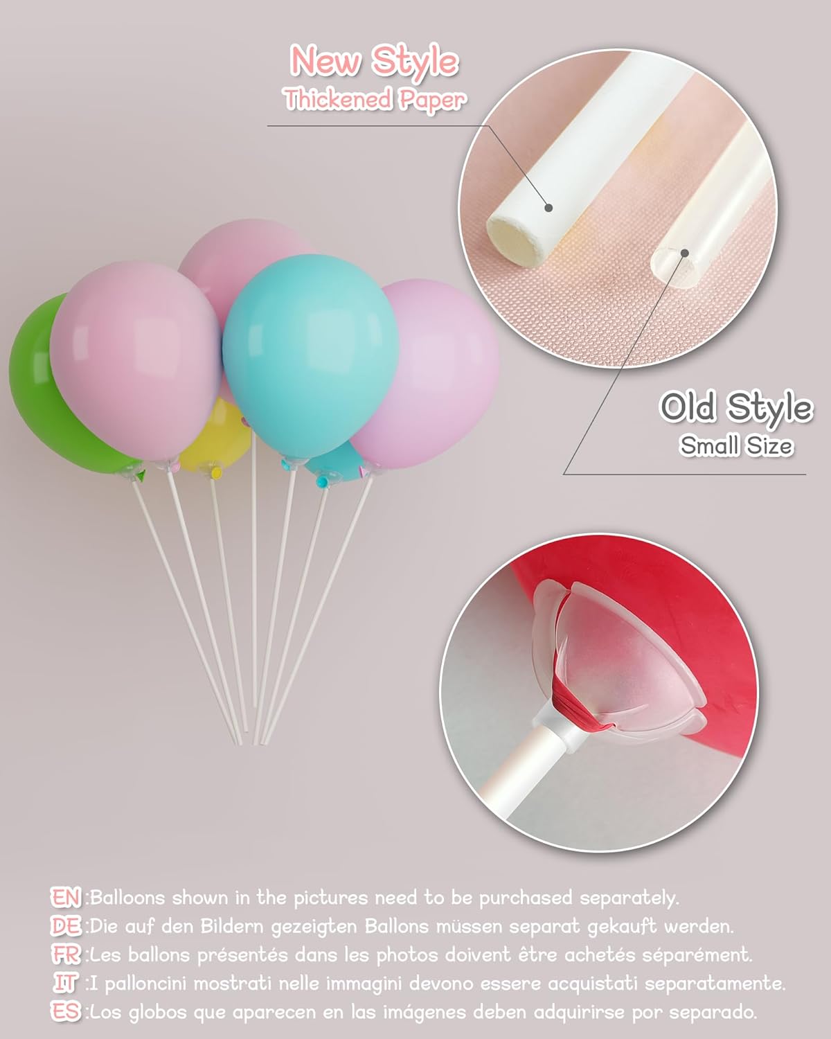 Paper Balloon Sticks Set of 100, White Handheld Balloon Holders for Party Favors, Props, Decoration, No Helium Needed
