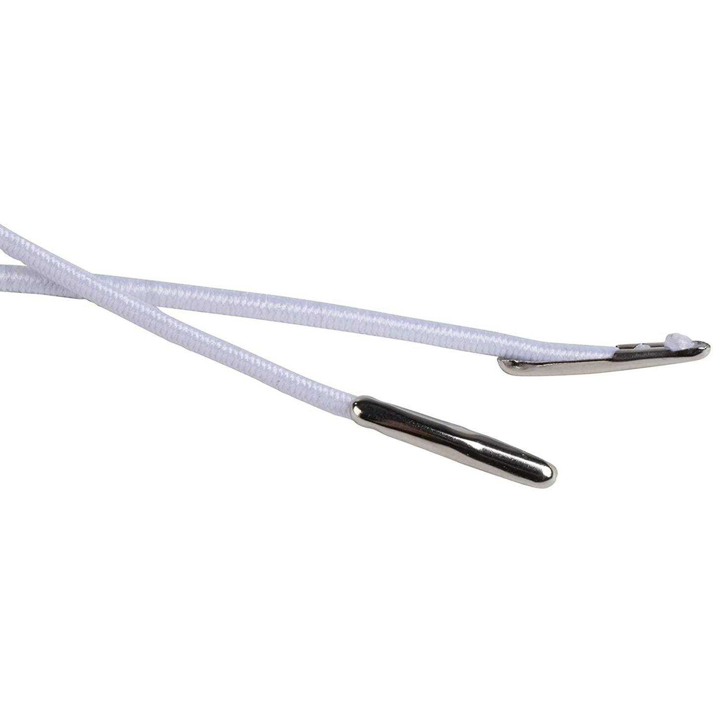 2mm Elastic Barbed Cord - 100-Pack Stretch Round String with Silver Dual Metal Barbs, Barbed Fasteners for Mask Making, Binding, Hanging, White, 13 Inches Each