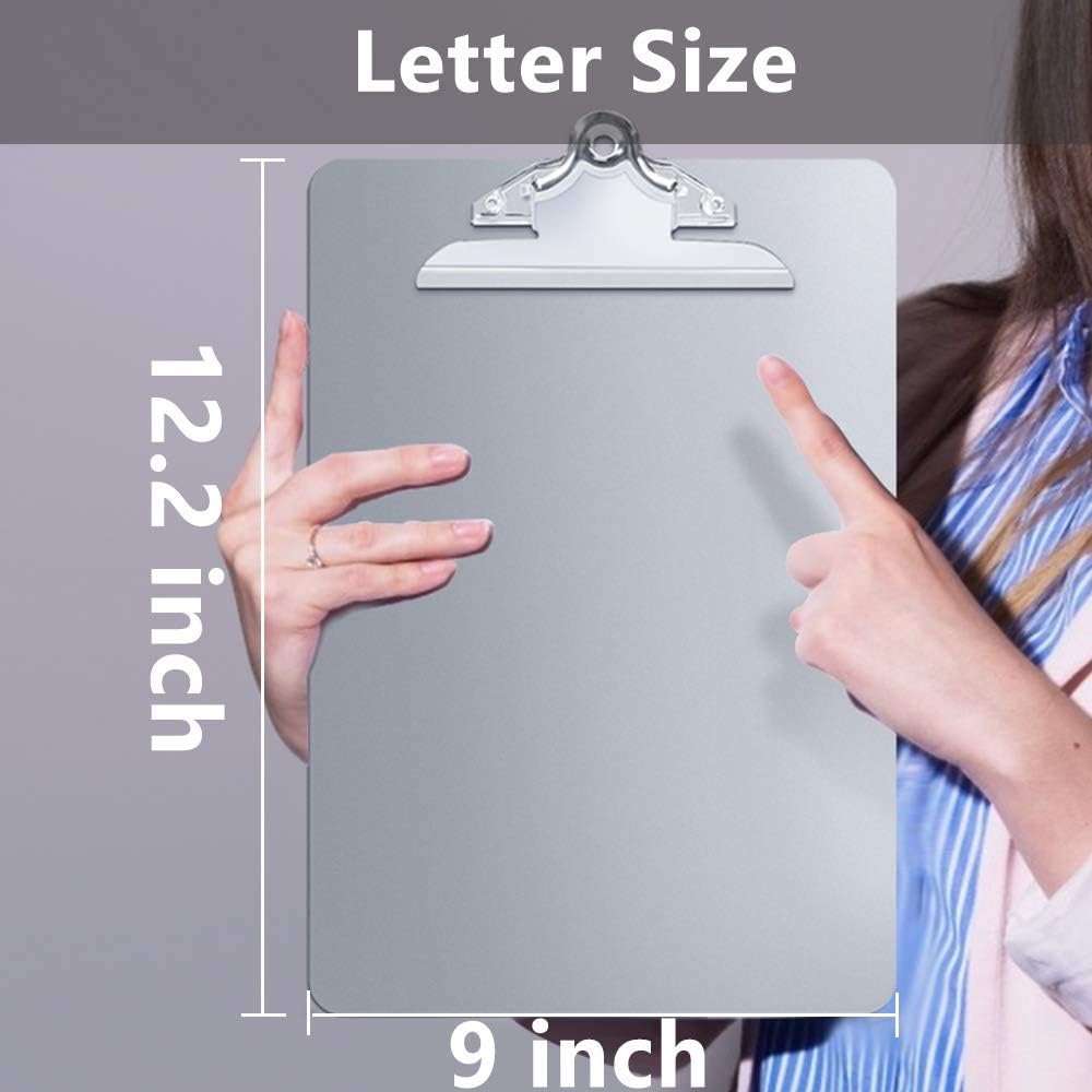 Metal Clipboard, Contractor Heavy Duty Aluminum Clipboard with High Capacity Clip, Rust-Proof Plate for Letter Size and A4 Paper Sheet, Supplies for Office, Jobsite, Medical, School, Law Enforcement