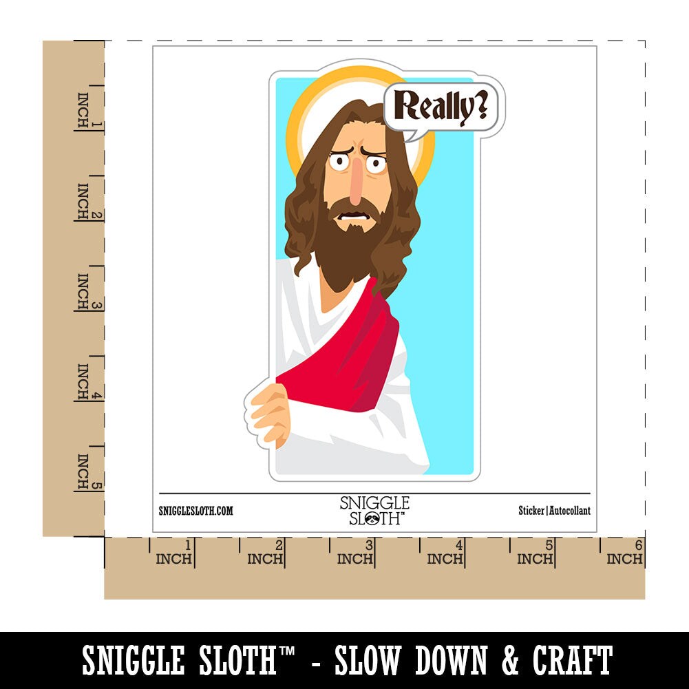 Water Bottle Sticker Set Disappointed Jesus Really Questioning Funny Cute Waterproof Vinyl Stickers Pack Decal, Skateboard, Laptop, Car, Window, Bumper - 5 Pack