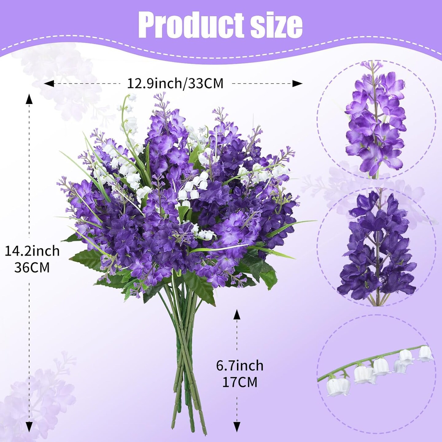 10Pcs Fake Lilac Flower Bouquet Purple Flowers Summer Bushes