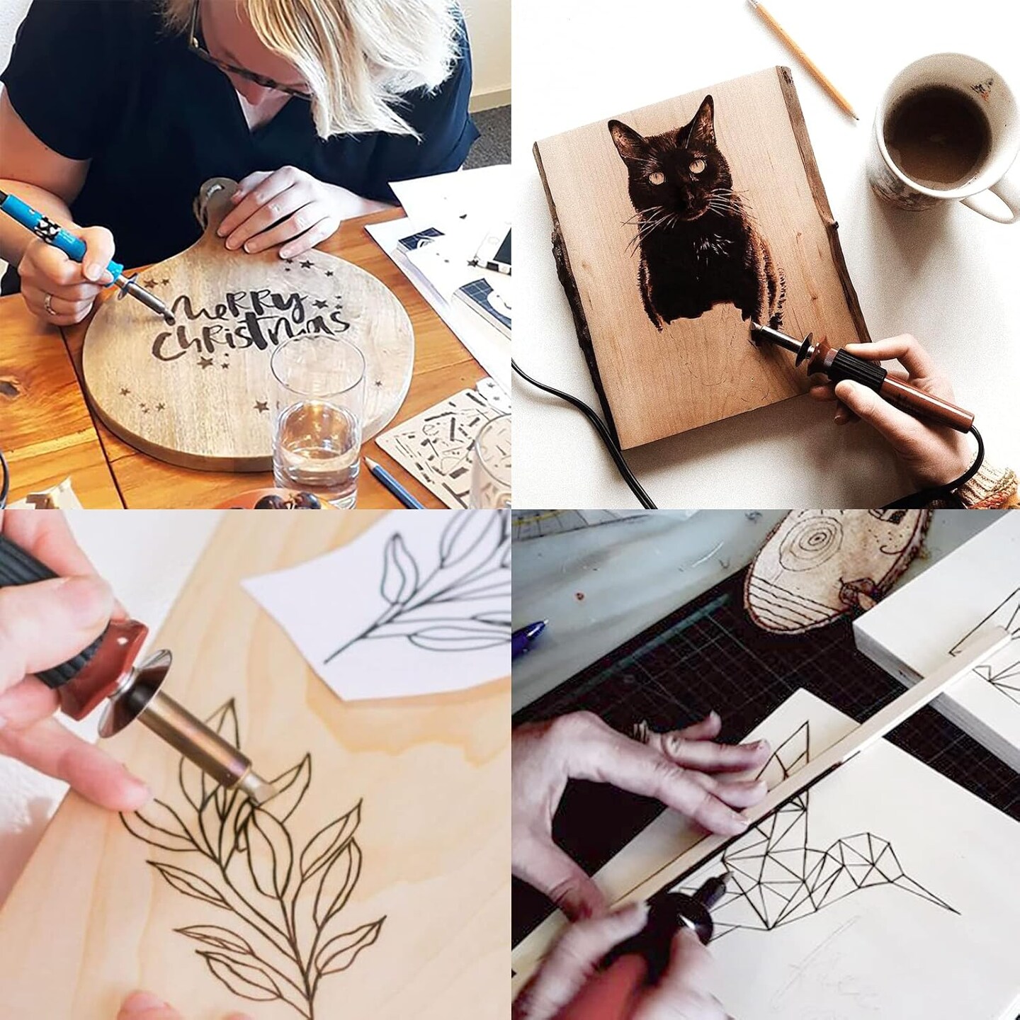 112Pcs Wood Burning Tips - Pyrography Wood Burning Kit Includes Wood Burning Tips Only Wood Burning Letters Wood Burning Stencils and Patterns for Embossing Carving DIY Adults Crafts Beginners