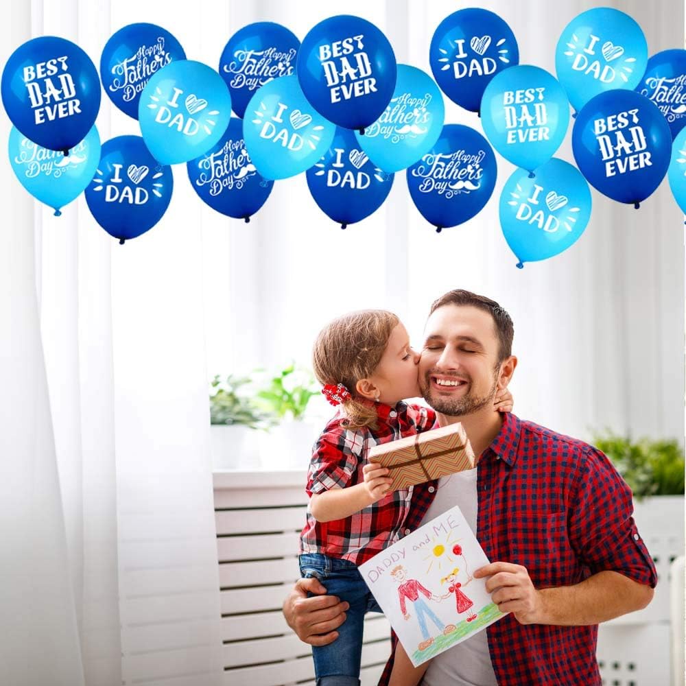 Fathers Day Balloons Party Decorations Supplies - 48PCS Latex 12inch Happy Father&#x27;s Day Party Supplies - Best Dad Ever Party Decorations