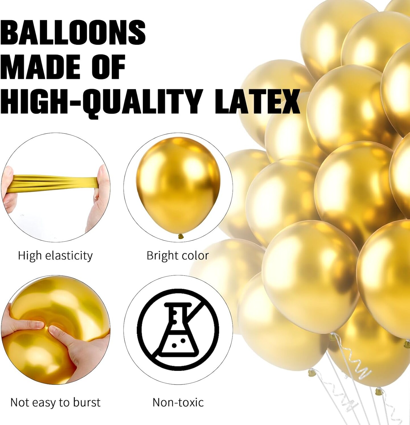 Gold Balloons 60PCS Metallic Balloon Latex Balloons