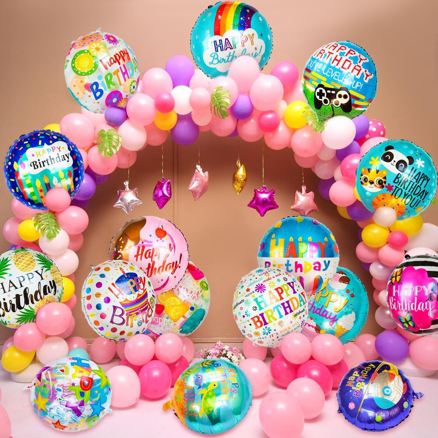 150 Pcs Happy Birthday Mylar Balloons, 18&#x22; Birthday Foil Helium Balloons Bulk for Party Decorations