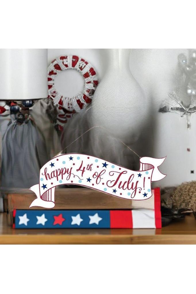 15&#x22; Wooden Banner Sign: Happy 4th of July