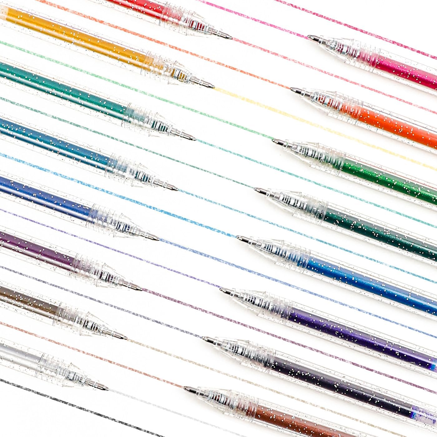 Glitter Gel Ink Pens, Vibrant Glitter Gel Pens Set, Spark Your Creativity with Every Color of the Rainbow (18 Colors Capped Glitter Gel Pens)