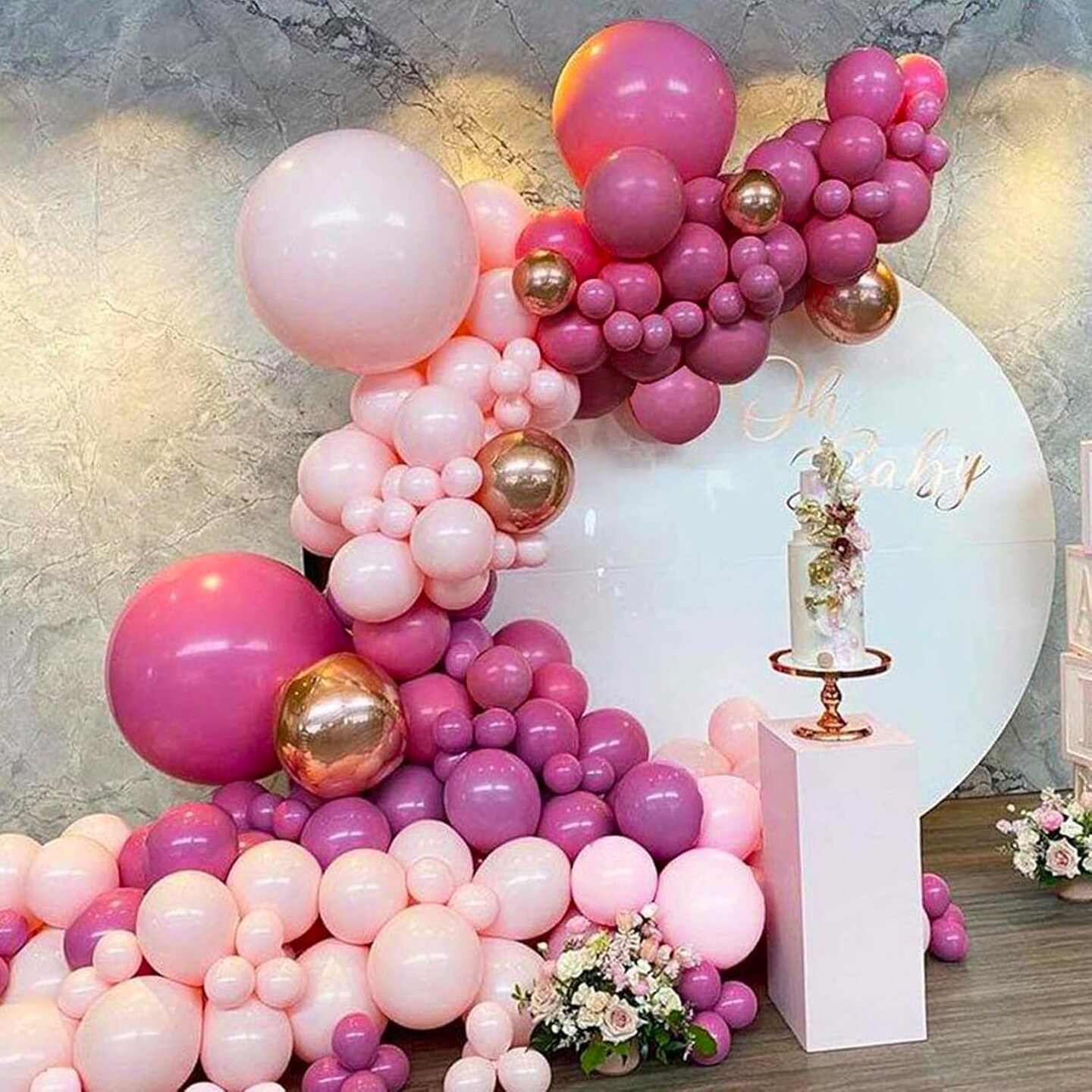 Hot Pink Balloons 50 pcs 12 Inch Magenta Fuchsia Dark Pink Latex Helium Balloons for Valentine&#x27;s Day Baby Shower Bachelorette Bridal Shower Birthday Party Decorations Pink