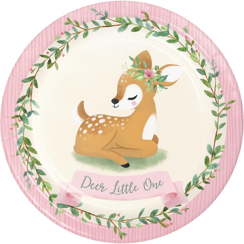 96 pc Bulk Deer Little One First Birthday Dinner Plates