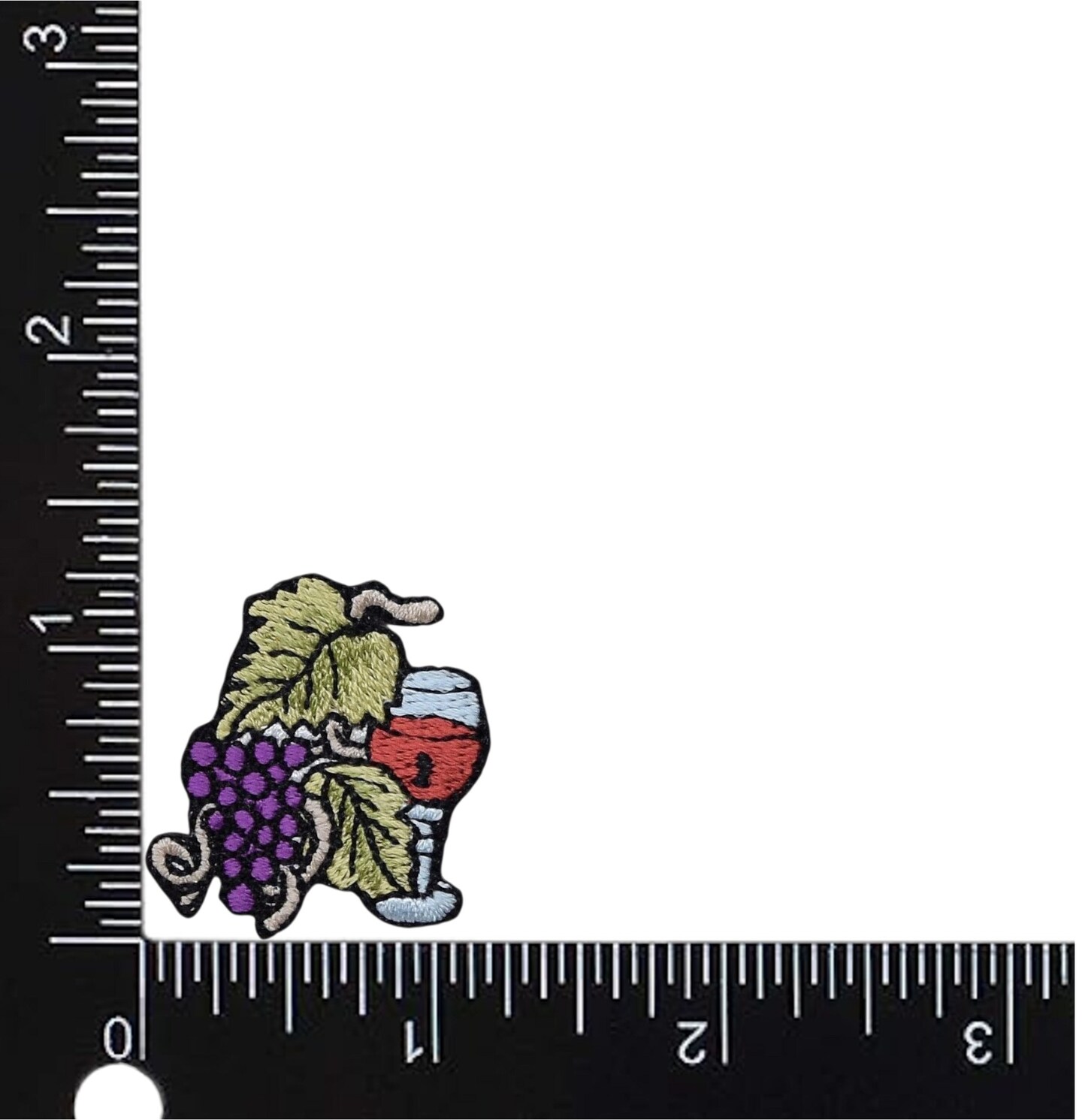 Set of 3, Wine Glass with Grapes, Vineyard, Embroidered, Iron on Patch