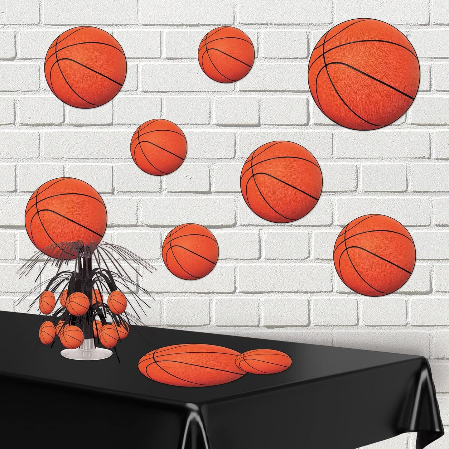 40-Piece Basketball Cut Outs in Orange and Black, Sports Theme Birthday Party Decorations, Game Day Celebrations, Classroom Décor, 4" - 12"