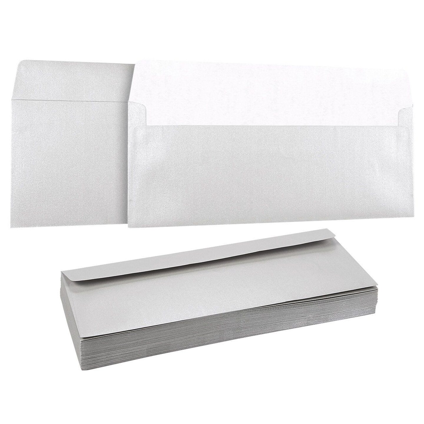 50 Pack #10 Metallic Silver Business Envelopes Self Ahesive for Office, Letter, 4 1/8 x 9 1/2 in