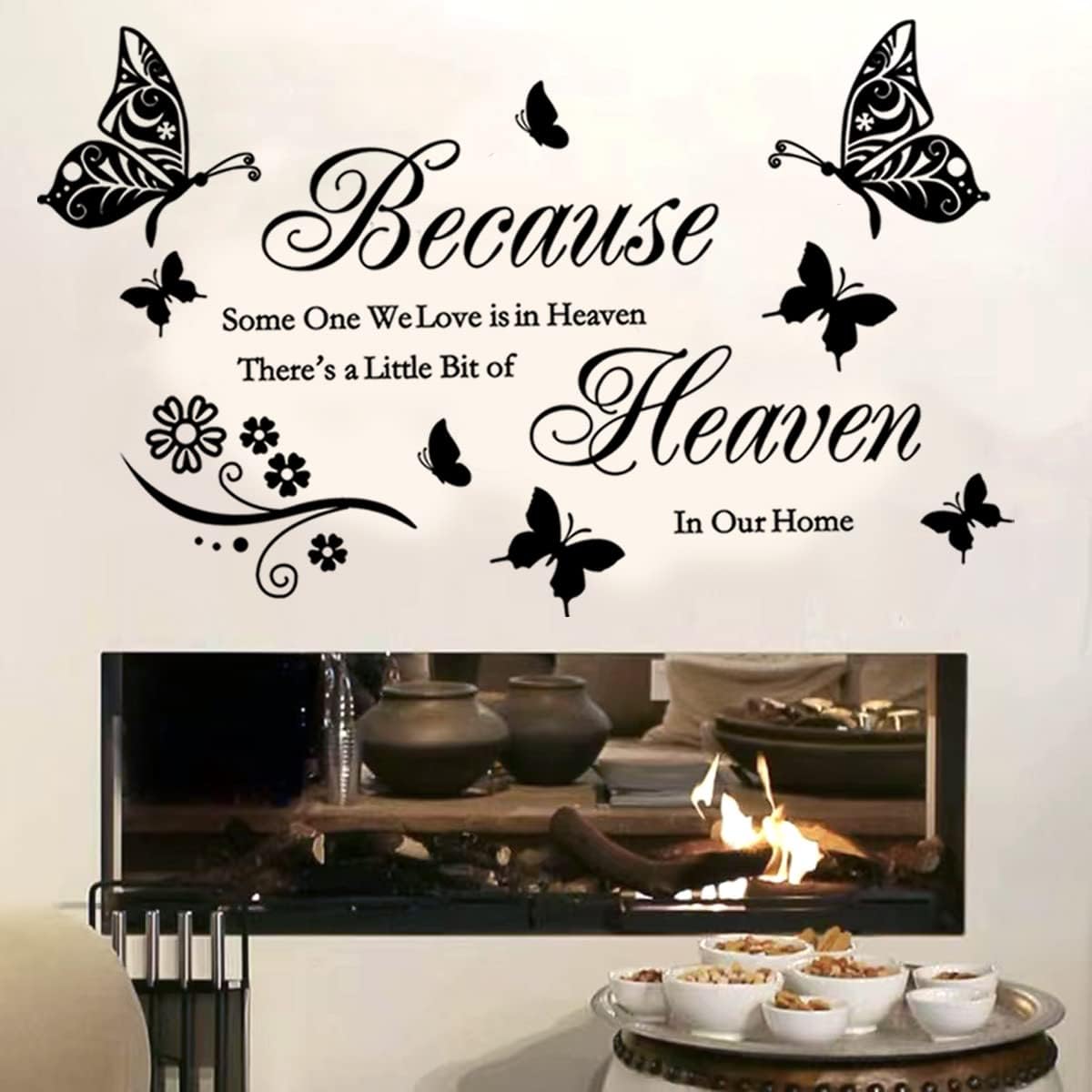Inspirational Wall Decal – “Because Someone We Love is in Heaven” 22.9" x 31.5" | Religious Vinyl Wall Sticker for Home & Family Room Revised Product Description: (Style 3)