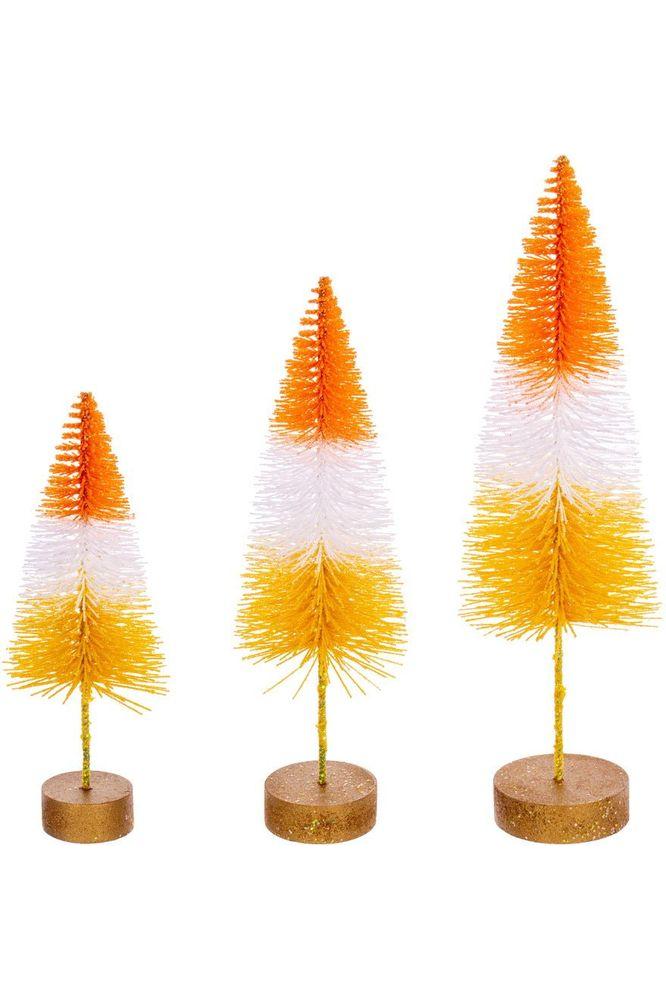 Halloween Orange Bottle Brush Tree (Set of 3)