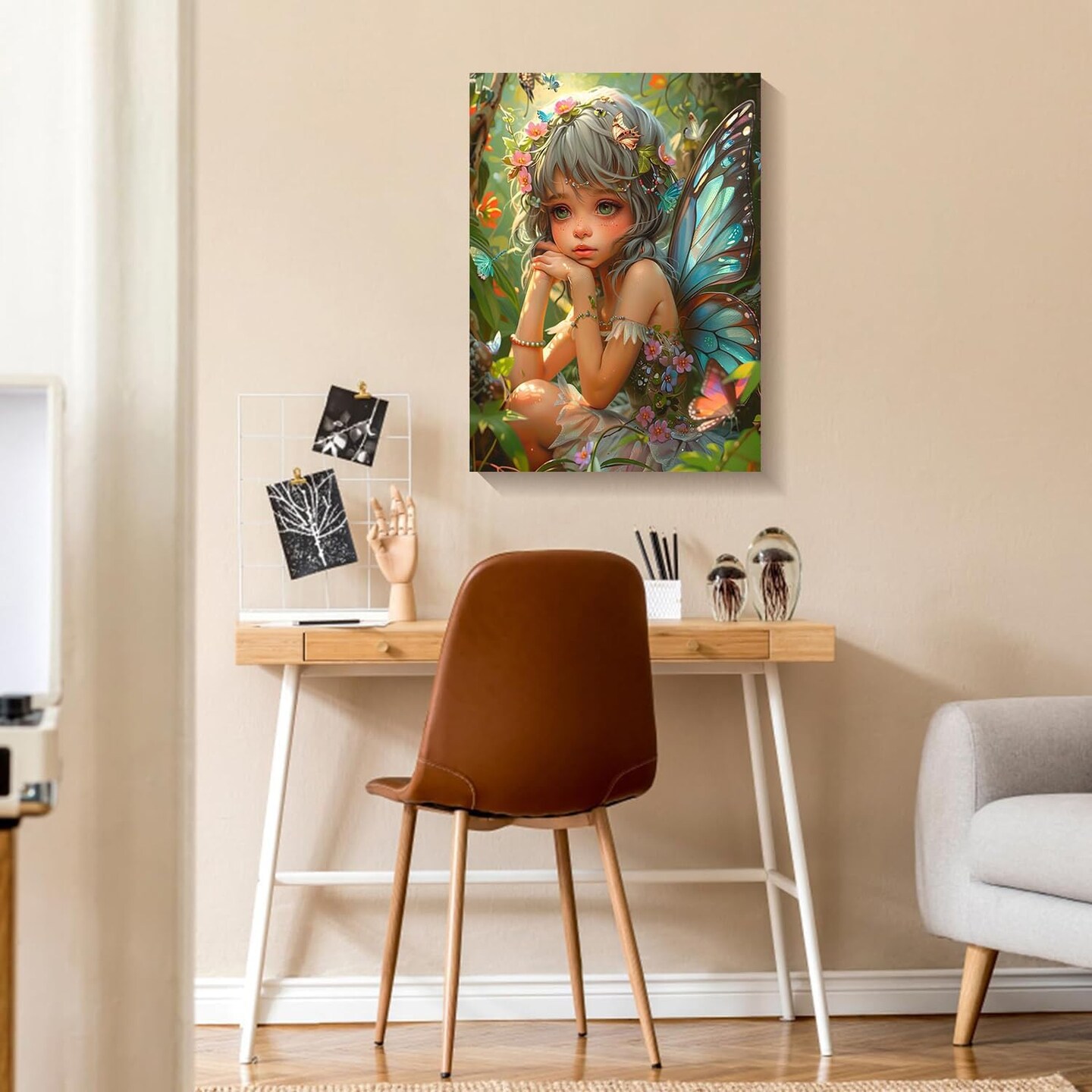 Butterfly Fairy in The Forest Paint by Number for Adults Beginner Girl with Flower Butterfly Pictures Paint by Numbers Digital Oil Artwork Butterfly Girl Painting by Number Without Frame 16x20 Inch