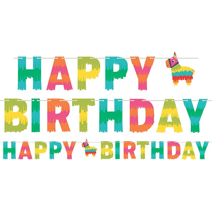12 pc Bulk Fiesta Fun Happy Birthday Banners