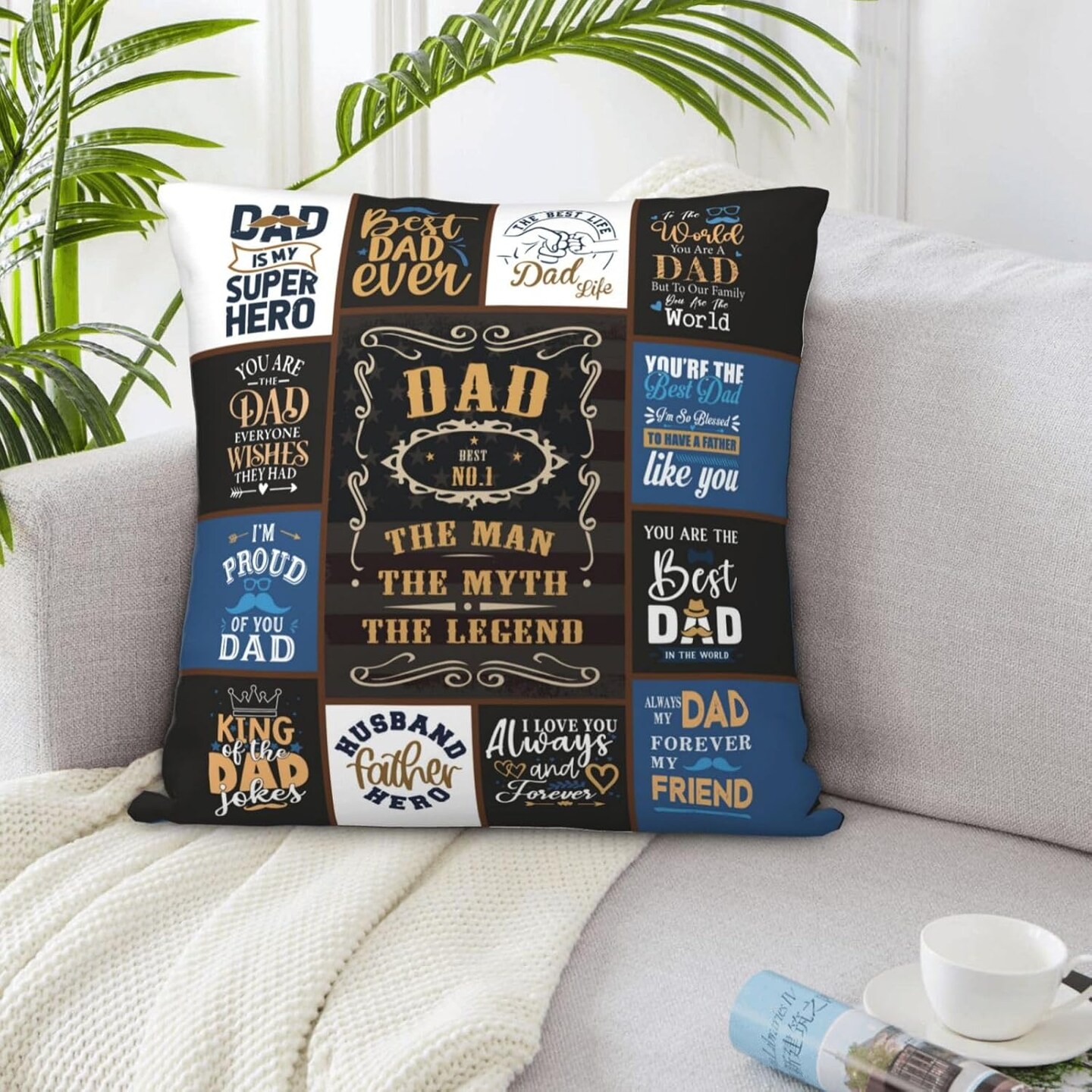 Dad Gifts from Daughter, Gift for Dad from Son, Dads Birthday Gifts Ideas, Presents for Dad from Kids, Best Dad Gifts, Father Bday Gifts Throw Pillow Covers 18 x 18 Inch