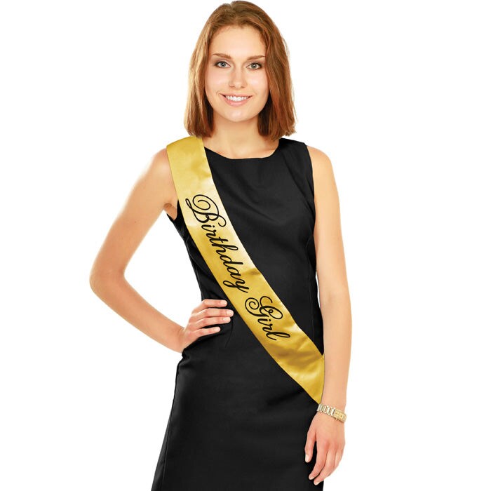 12 pc Bulk Black and Gold Birthday Sashes