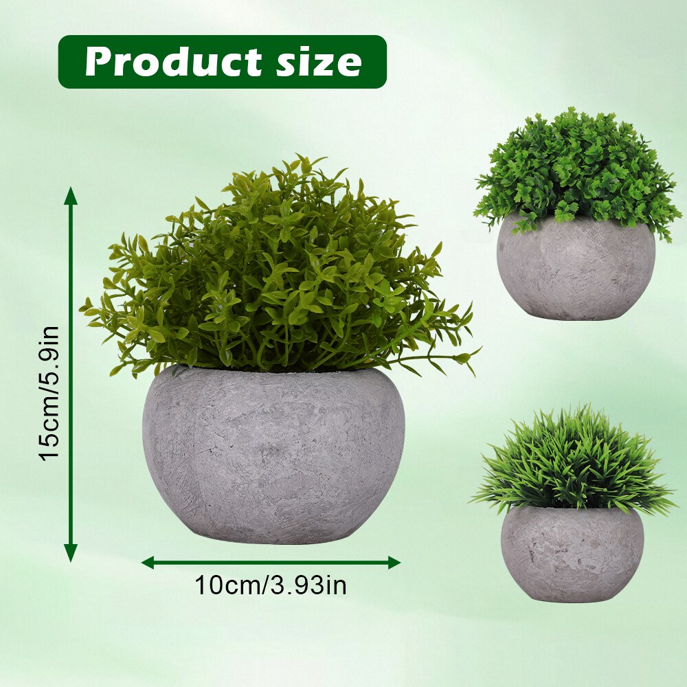 3pcs Mini Artificial Potted Plants &#x2013; Realistic Fake Greenery Set in Decorative Pots, Small Faux Plants for Indoor Home &#x26; Desk Decor, No Maintenance