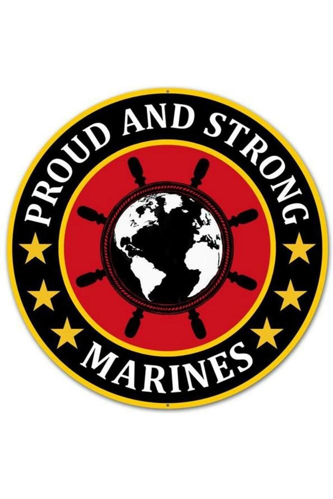 12&#x22; Round Military Sign: Proud and Strong Marines