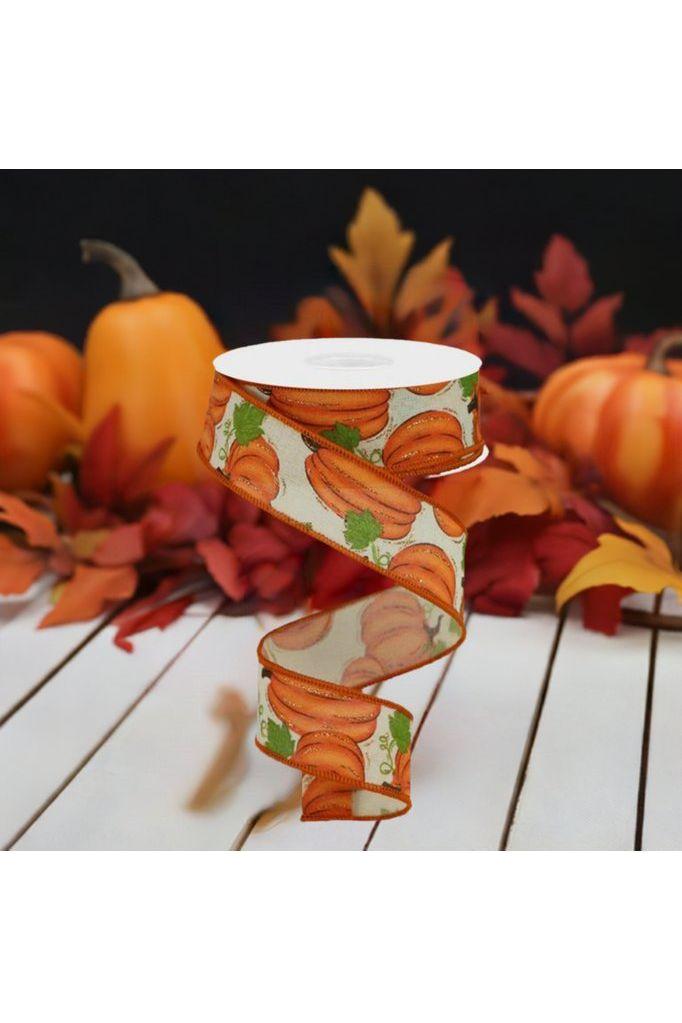 1.5&#x22; Pumpkin Patch Ribbon: Light Beige (10 Yards)