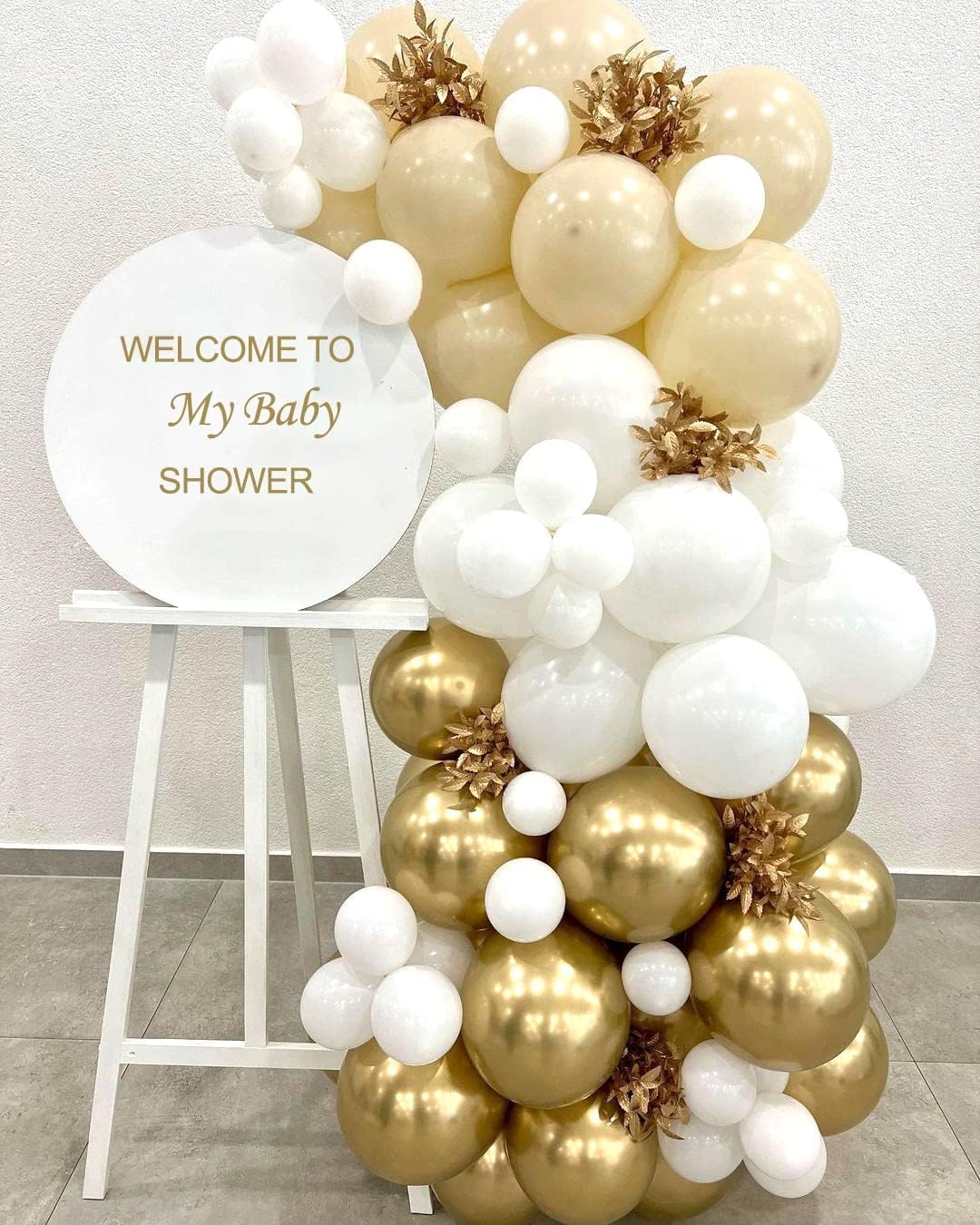 50Pieces Latex Balloons White Gold Blue confetti for Birthday Wedding Engagement Graduation Anniversary Party Decorations and Supplies
