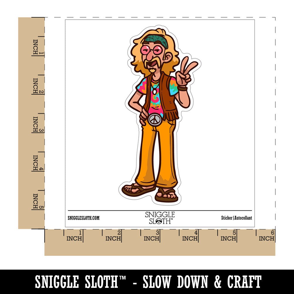 Water Bottle Sticker Set Boho Hippie Hippy Man Tie Dye Counter Culture Cute Waterproof Vinyl Stickers Pack Decal, Skateboard, Laptop, Car, Window, Bumper - 5 Pack