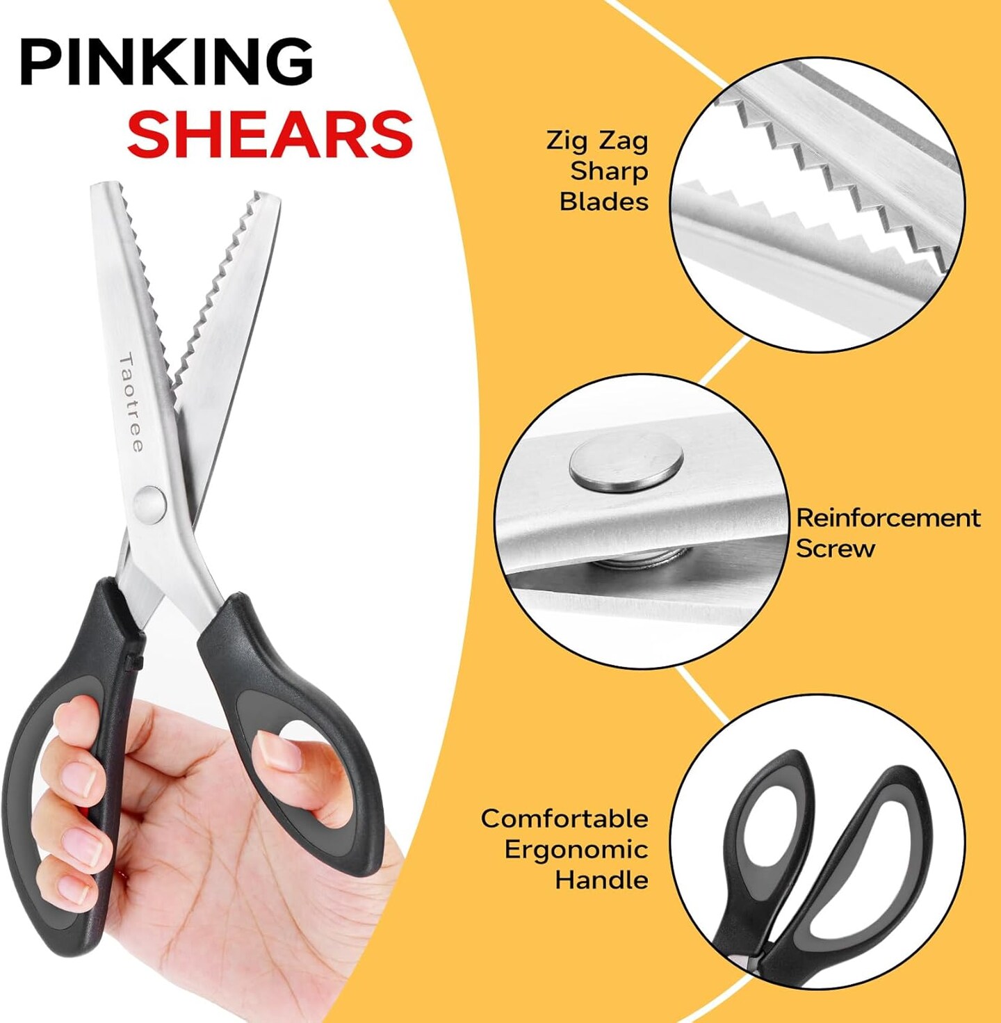 9.5" Fabric Scissors Pinking Shears, Zig Zag Craft Decorative Edge