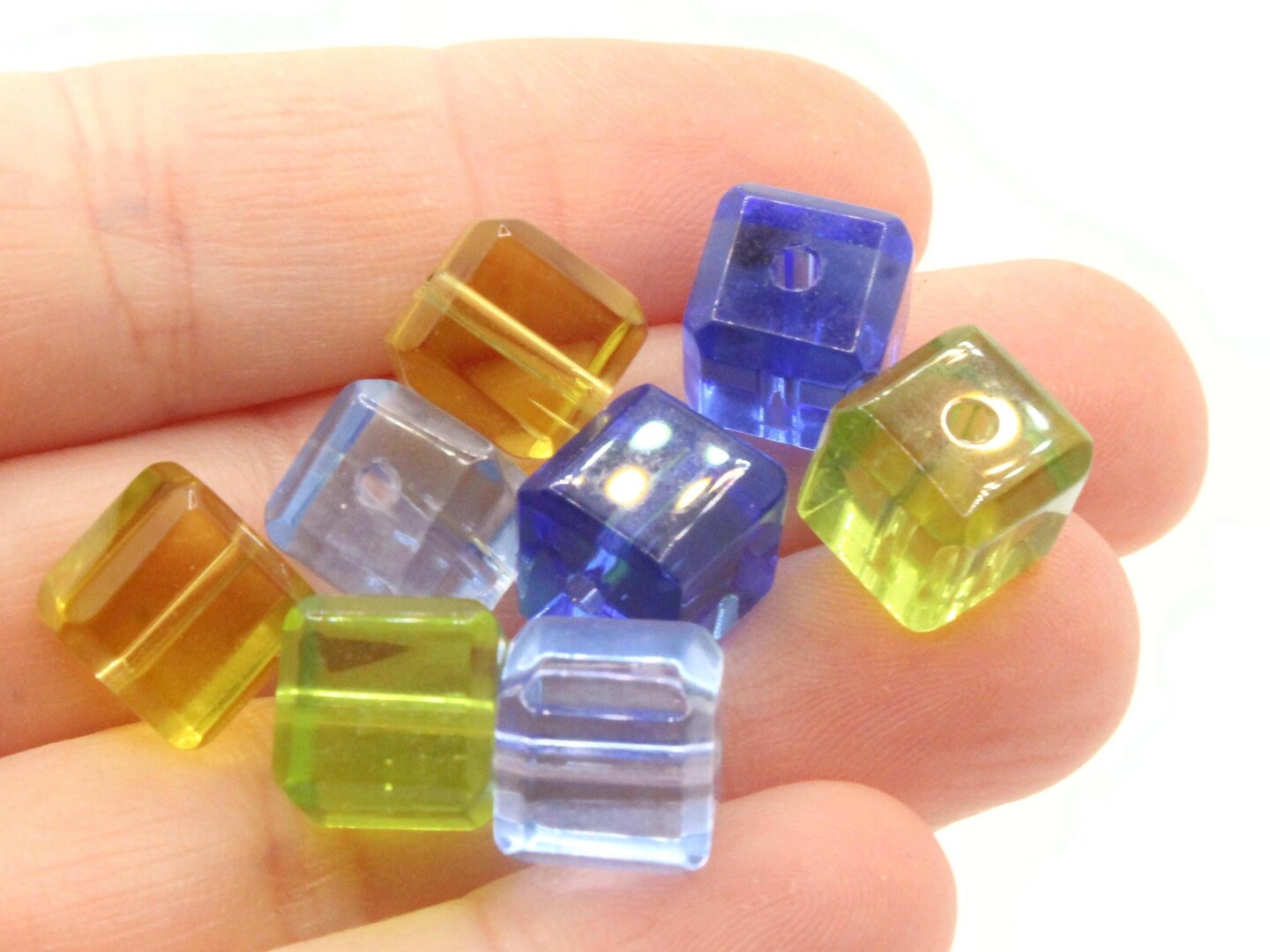 20 10mm Mixed Color Glass Cube Beads