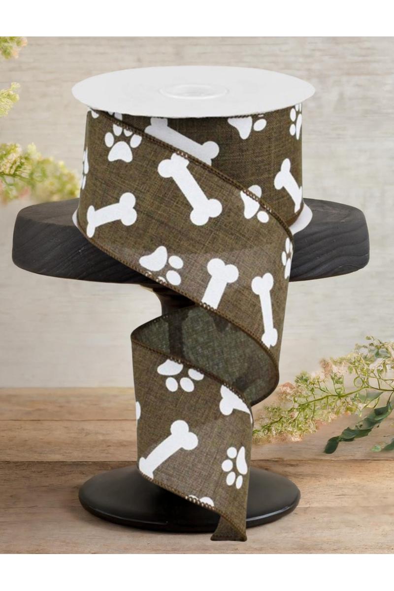 2.5&#x22; Paw Print Royal Ribbon: Tan (10 Yards)