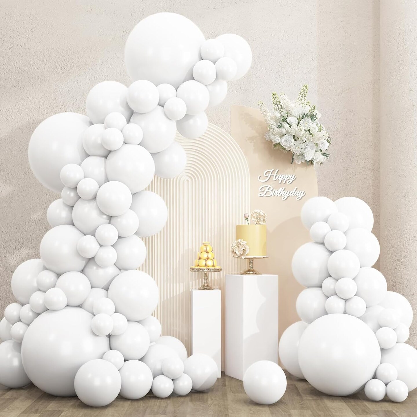 White Latex Balloon Garland Arch Kit 135pcs Party Decorations