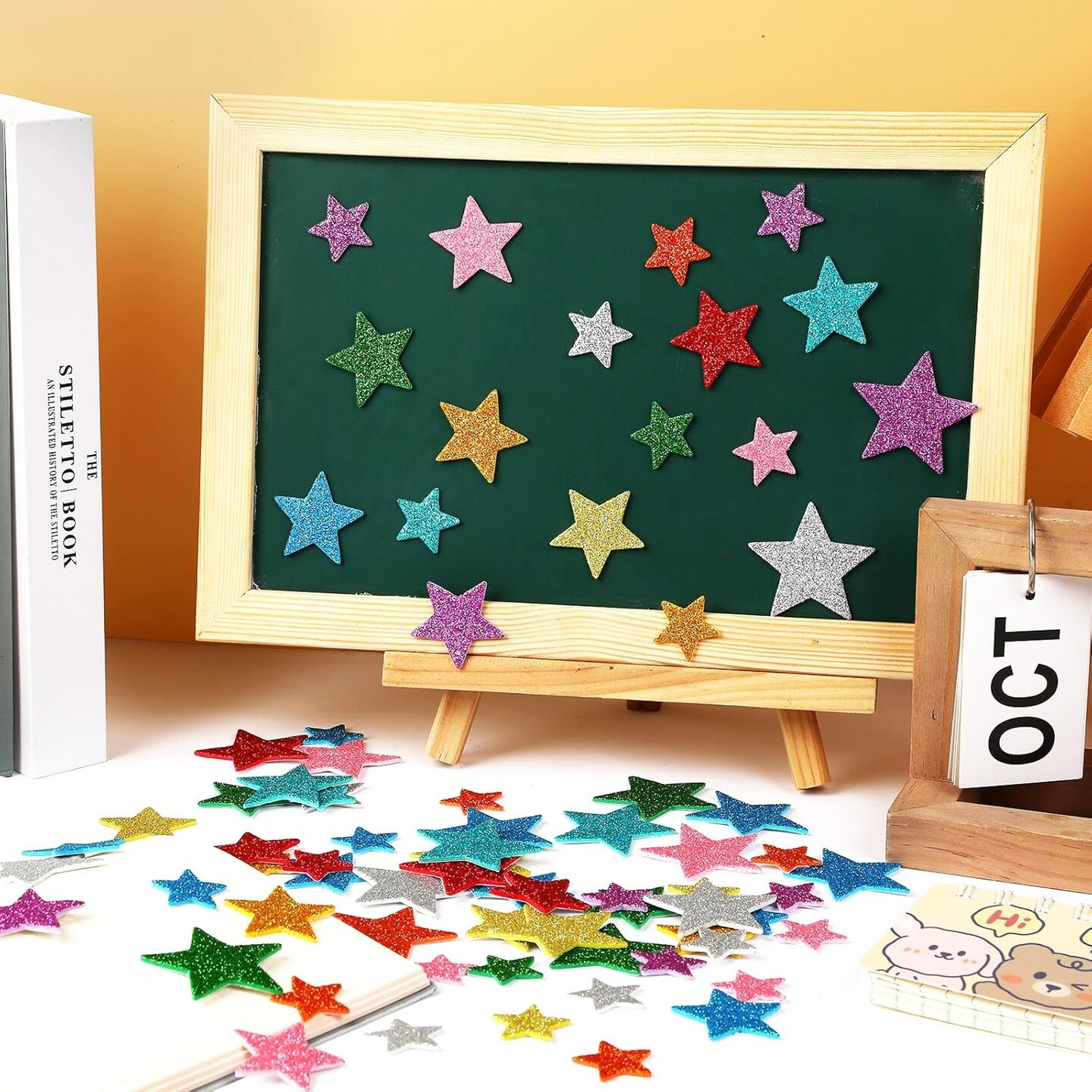 Colorful Glitter Star Foam Sticker, 300Pcs Stars Shapes Glitter Self Adhesive Foam Stickers for Kids Party Favors Toddler DIY Crafts Supplies Home Decorations