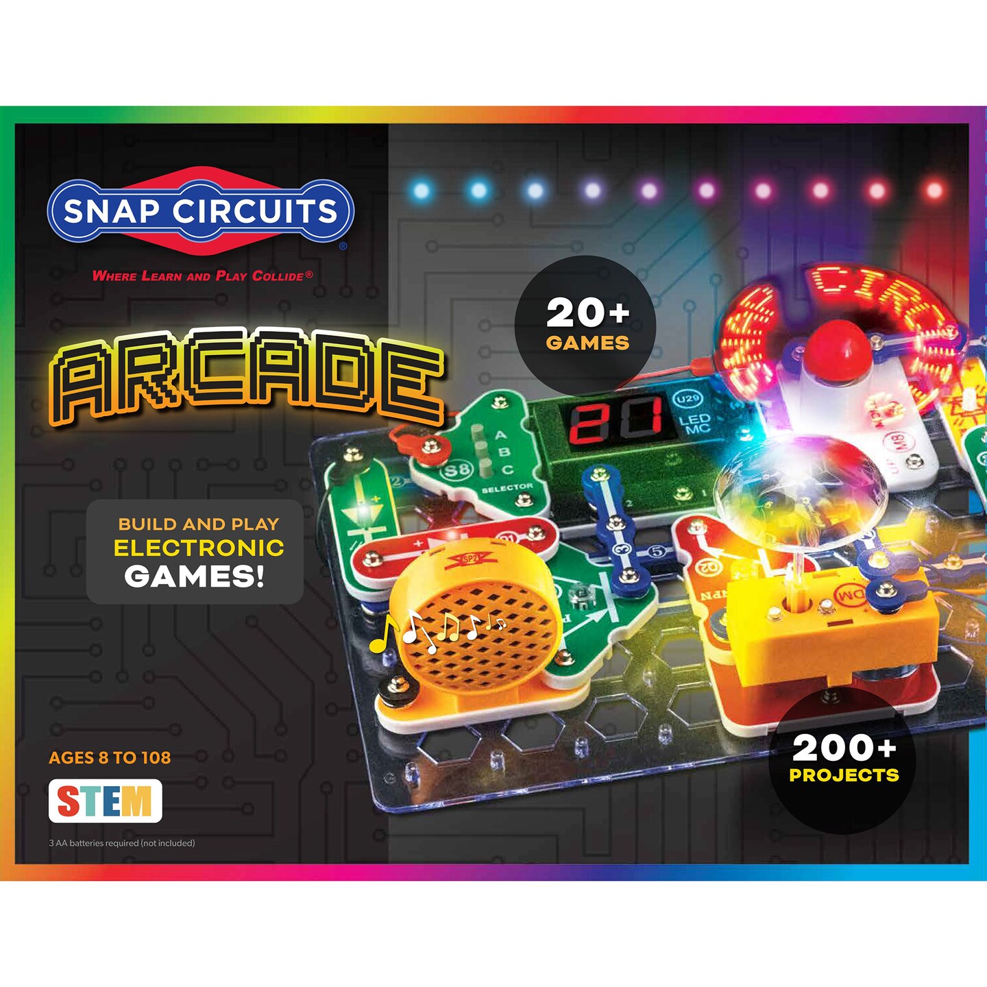 Snap Circuits &#x201C;Arcade&#x201D;, Electronics Exploration Kit, Stem Activities For Ages 8+, Full Color Project Manual (SCA-200)