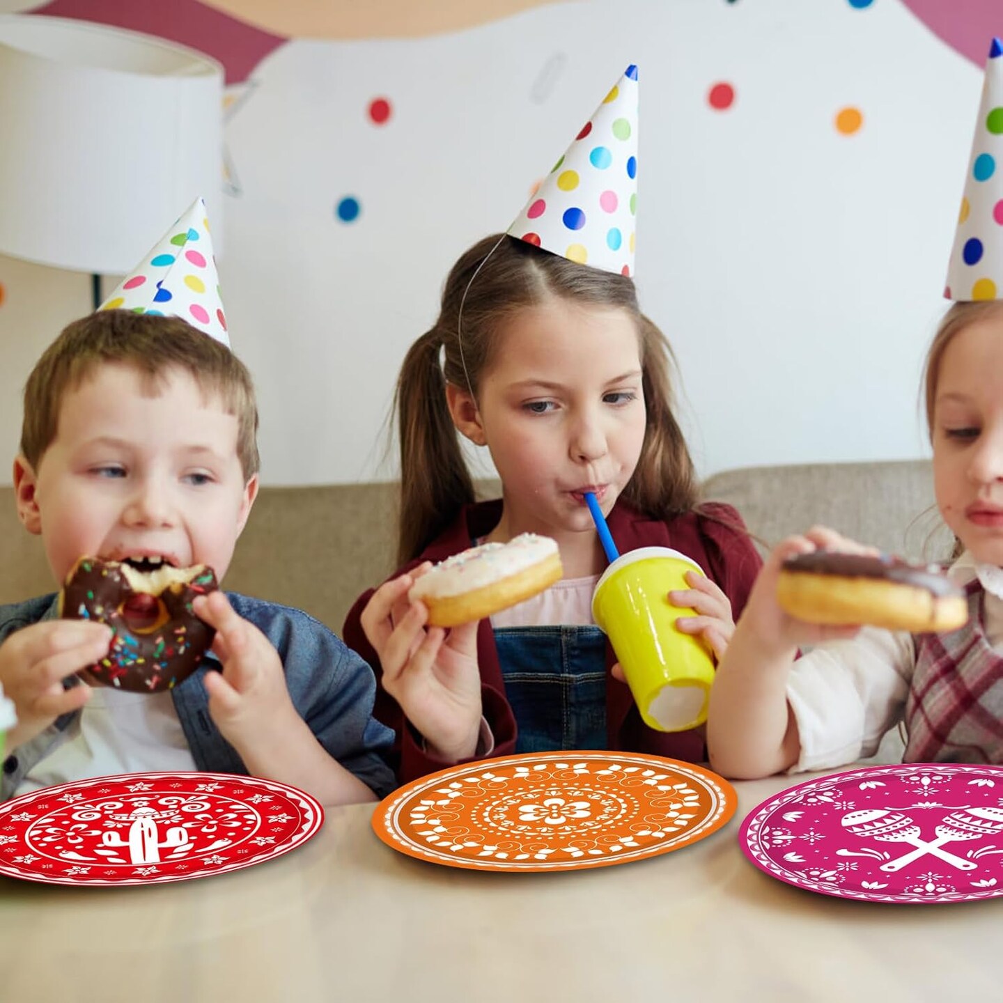 48PCS Mexican Fiesta Happy Birthday Decorations Mexican Serape Paper Plates Mexican Party Decorations Fiesta Party Plates for Taco Carnival Birthday Baby Shower Party Supplies