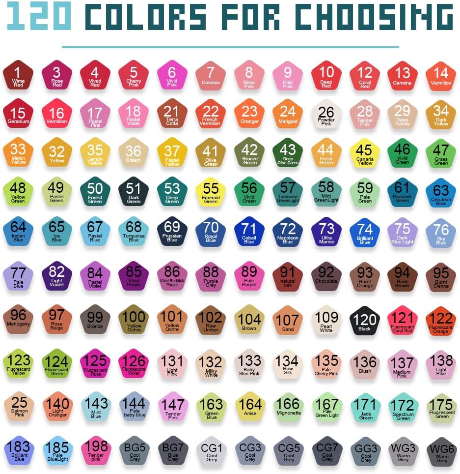 120 Colors Alcohol Markers,Dual Tip Art Markers Waterproof Ink Coloring Markers for Artists,Art Marker Set Drawing Colorful Markers for Painting,Note,Marking,Christmas Gift