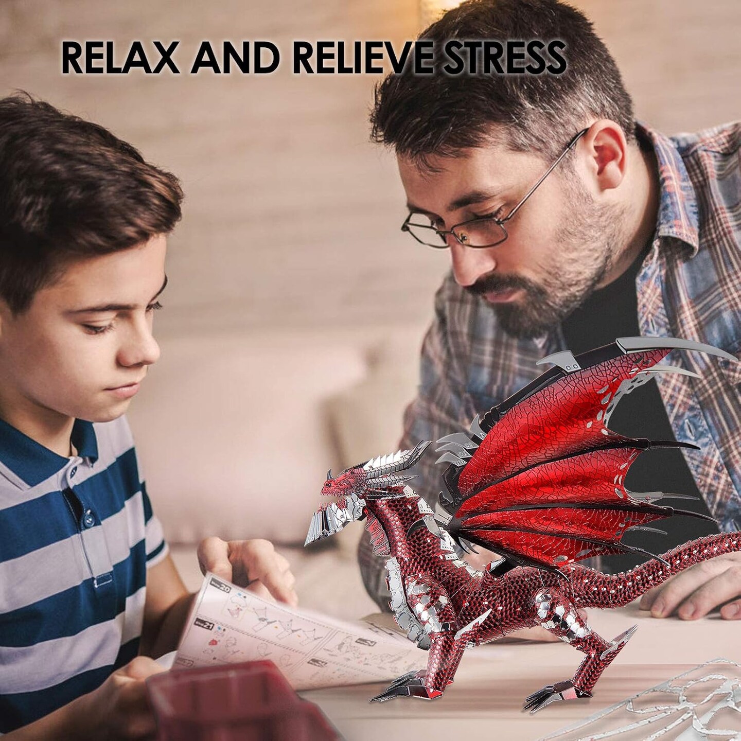3D Metal Model Kits-Black Dragon King, DIY 3D Puzzles for Kids Brain Teaser Puzzles Toys for Teens