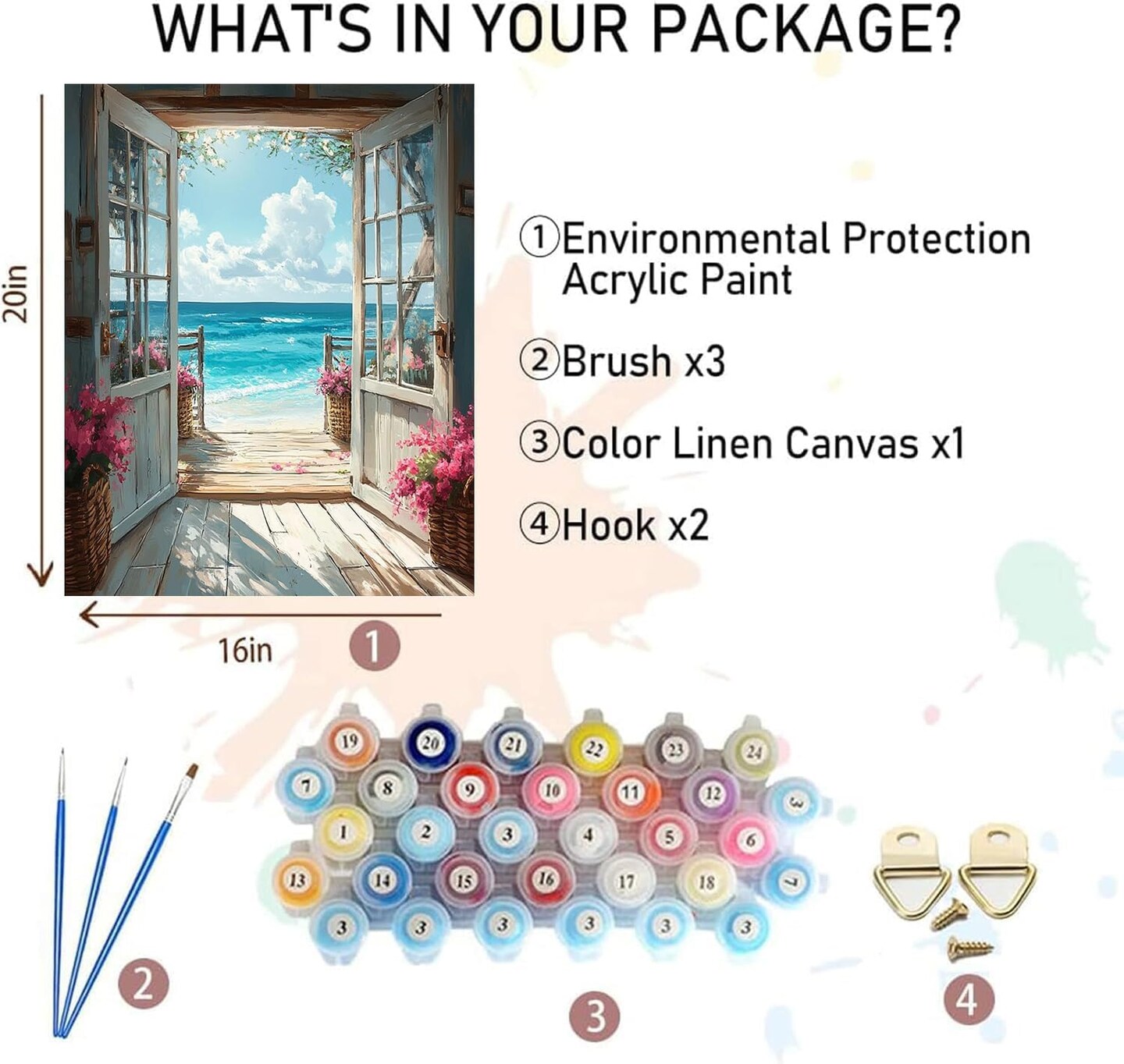 DIY Scenery Paint by Numbers Kit for Adults on Canvas,Landscape Beach Digital Oil Painting Kit for Adults Beginner,Easy Scenery Acrylic Paint by Number Kits for Holiday Gifts 16X20 Inch.