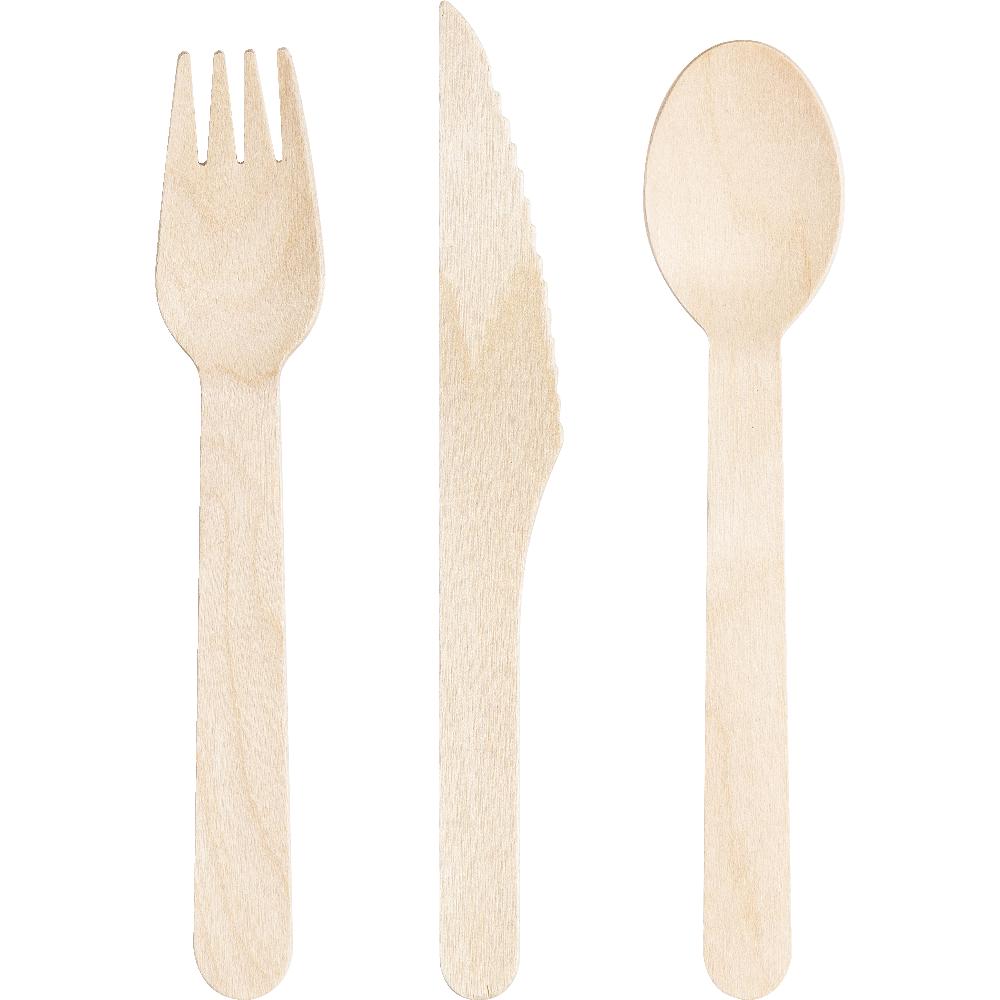 288 pc Bulk Natural Wooden Cutlery, Assorted