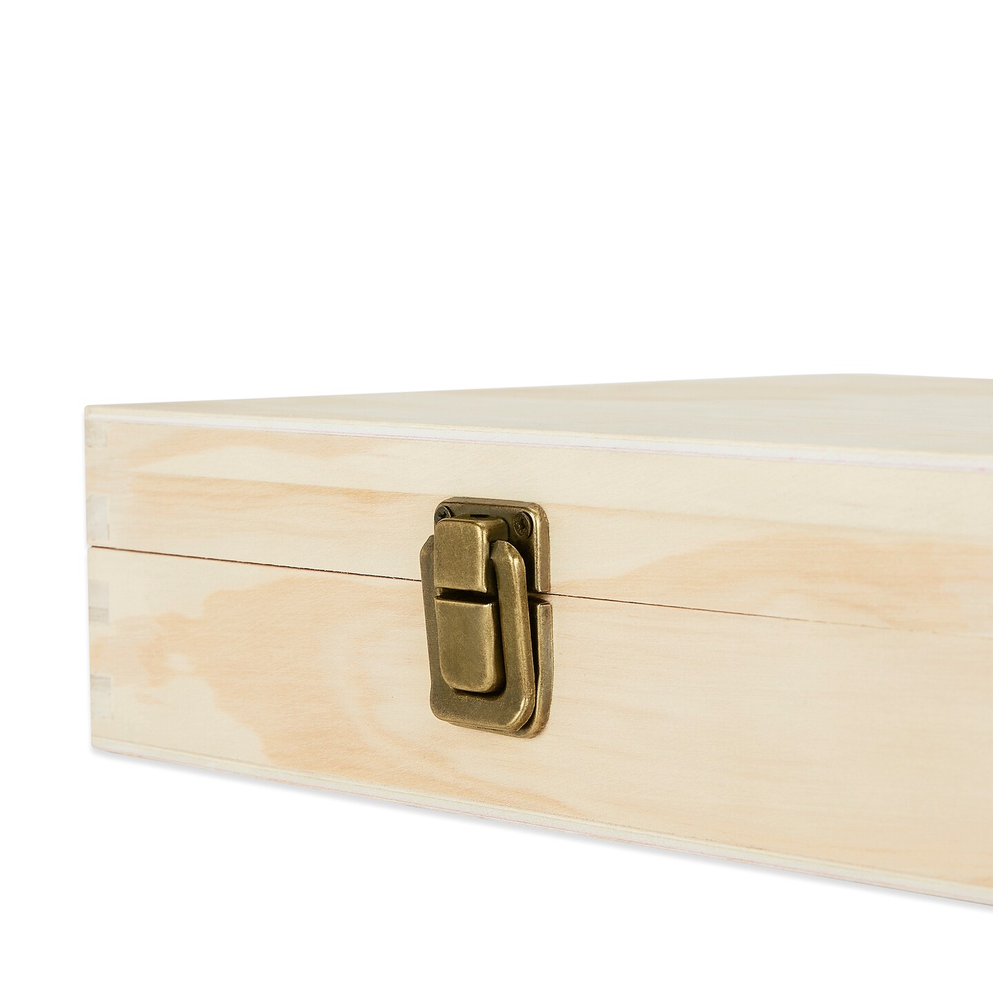 Makerflo Natural Pine Wood Cigar Box, Hinged Back & Front Clasp, Black Felt Lined, 8.5" x 8" x 2.4", Ideal for Craft - (Laser Engraving, Epoxy, UV DTF, and Vinyl)