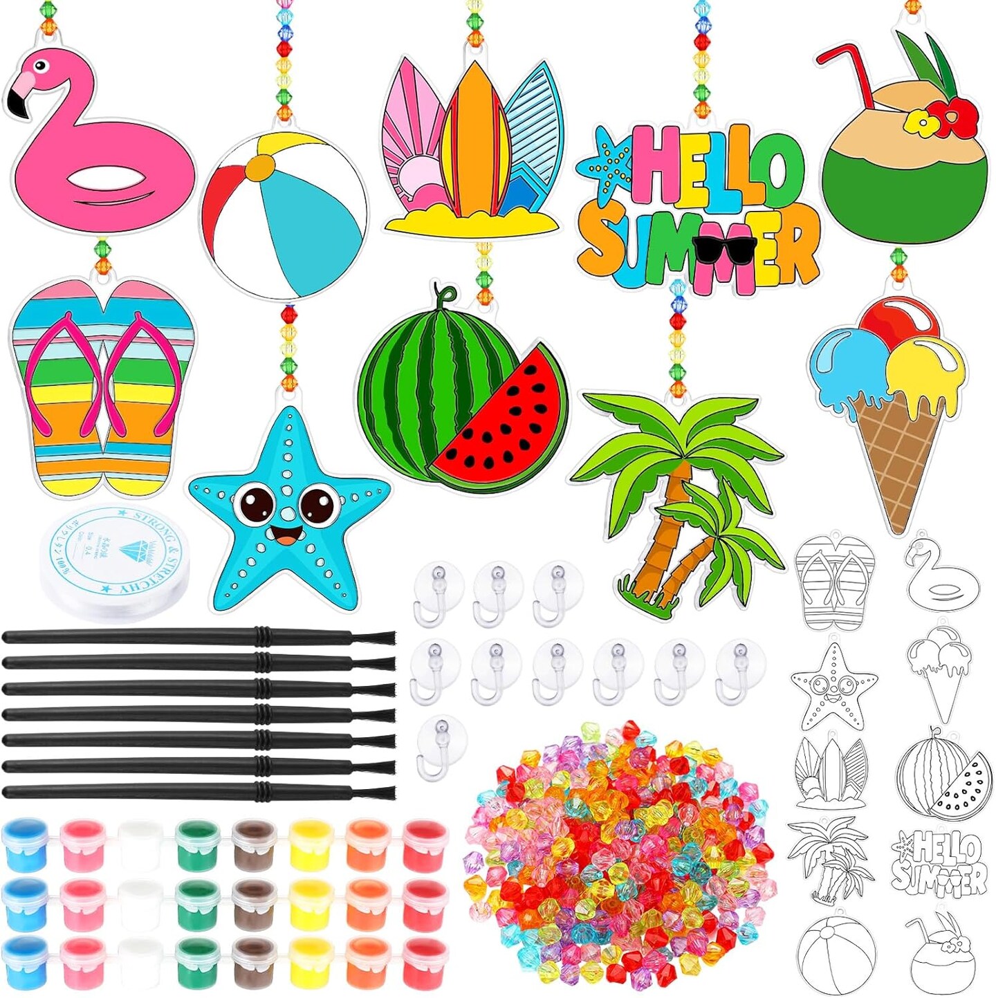 Summer Beach Fruit Window Art Stained Glass Sun Catcher Kits Make Your Own Painting Ornaments for Adult Craft Party Art Activities