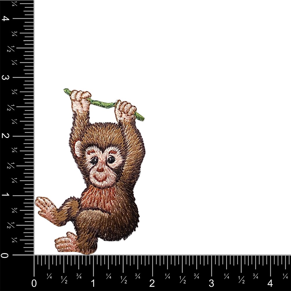 Monkey Swinging from a Vine, Animals, Zoo, Embroidered, Iron on Patch