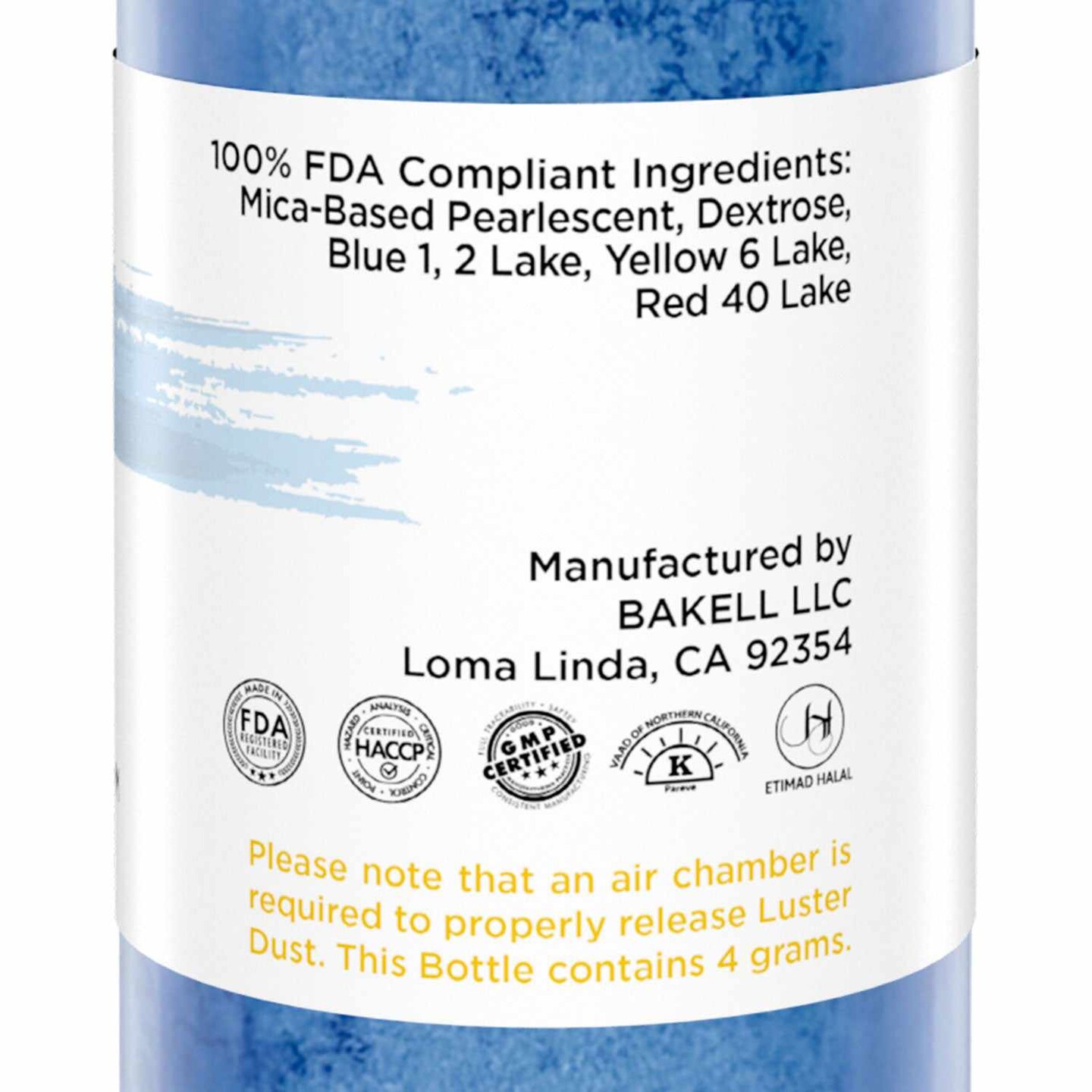 Bakell - Navy Blue Luster Dust (4g, 1x Pump) Edible Vegan Dust & Paint for Baking, Desserts and Beverages