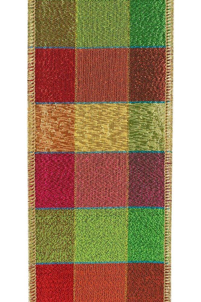 2.5&#x22; Jewel Tone Metallic Check Ribbon: Multi (10 Yards)