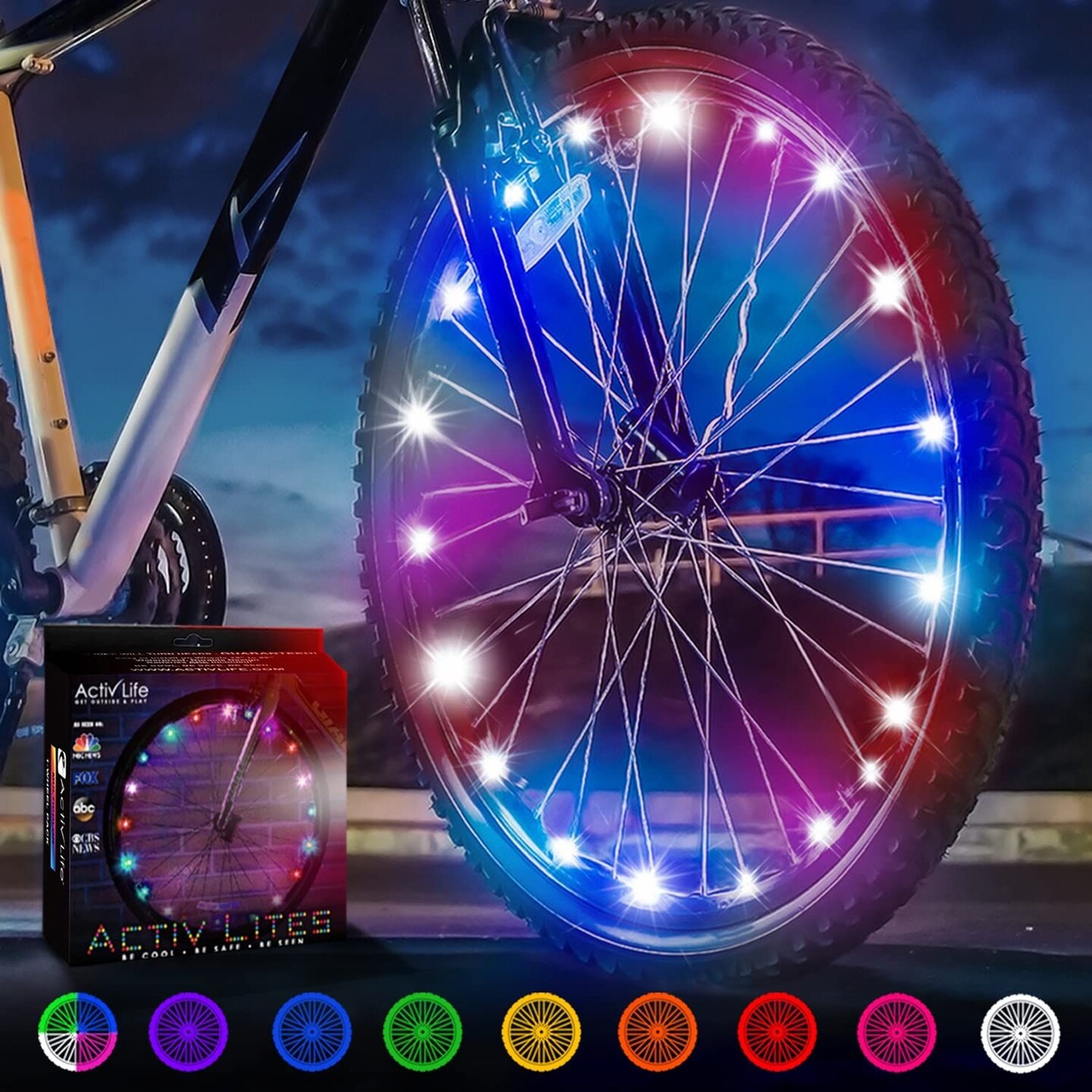 Activ Life LED Bike Wheel Lights with Batteries Included, Get 100% Brighter and Visible from All Angles for Ultimate Safety &#x26; Style (1 Tire Pack, Galactic)