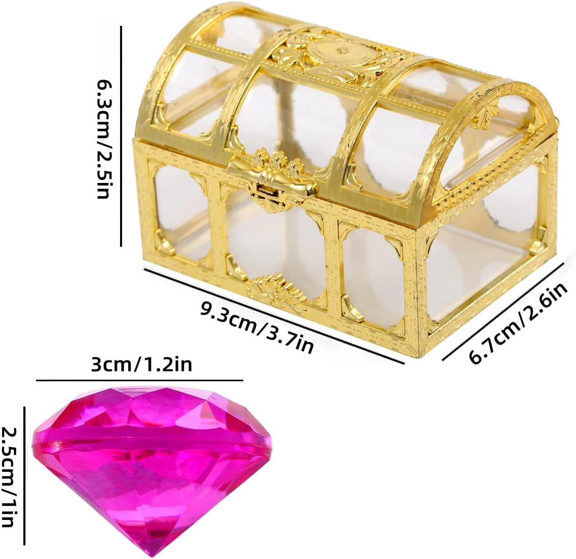 Diving gem Pool Toys Sand Toys,14 Color Diamond Treasure Chest Summer Swimming gems Pirate Diving Toy Set Underwater Swimming toyChildren&#x27;s Game Gifts for Boys and Girls(Golden)