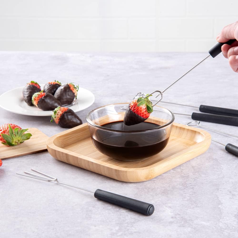 Chocolate Dipping Tool Set 1 Durable Candy Dipping Set - 6 Different Shapes Dishwashable Stainless Steel Dipping Fork Set With PP Handle For Truffles And Pralines