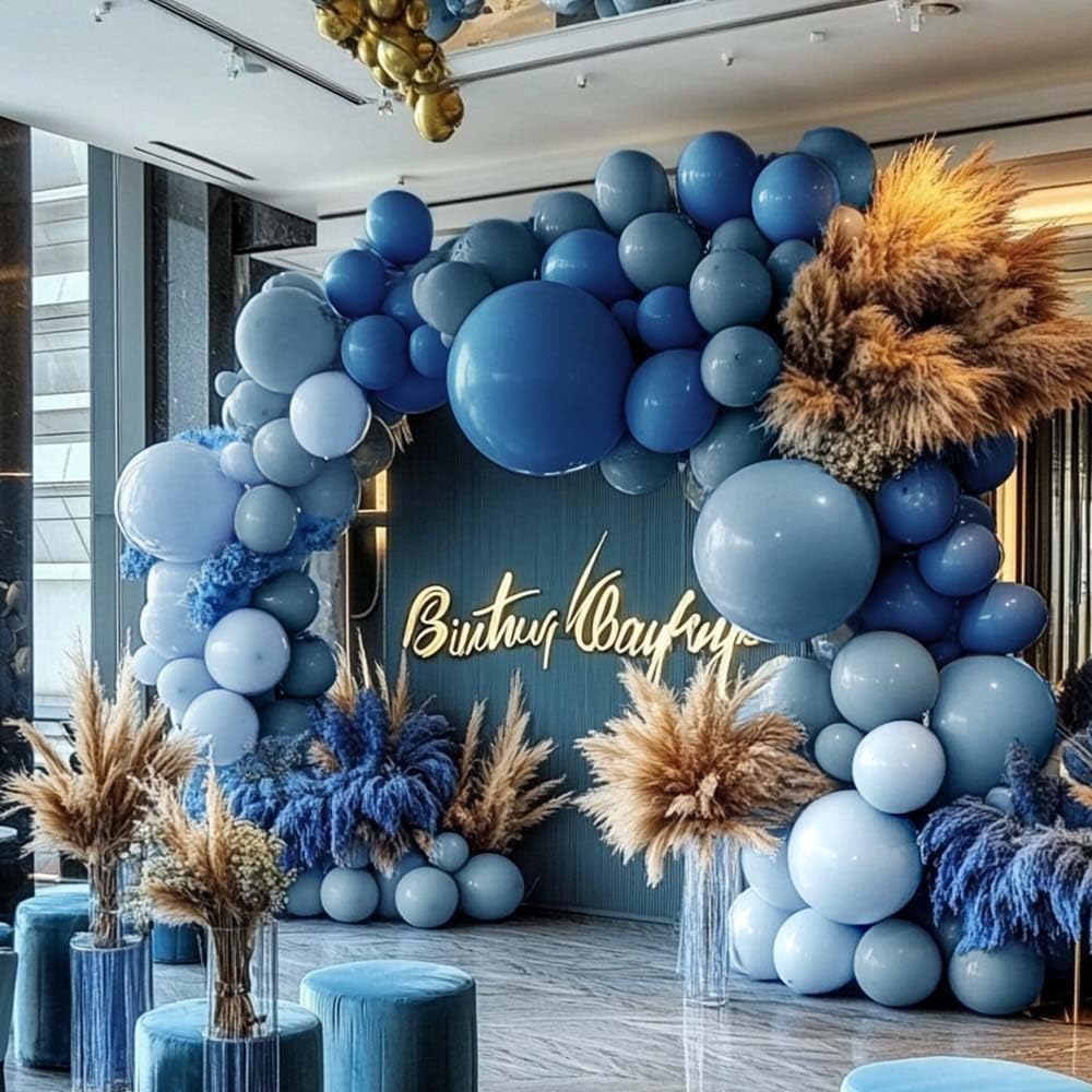 Dusty Blue Balloon Arch - Double Stuffed Dark Blue Balloons Garland Kit Different Size for Happy Birthday Baby Shower Baptism Graduation Wedding Party Decorations