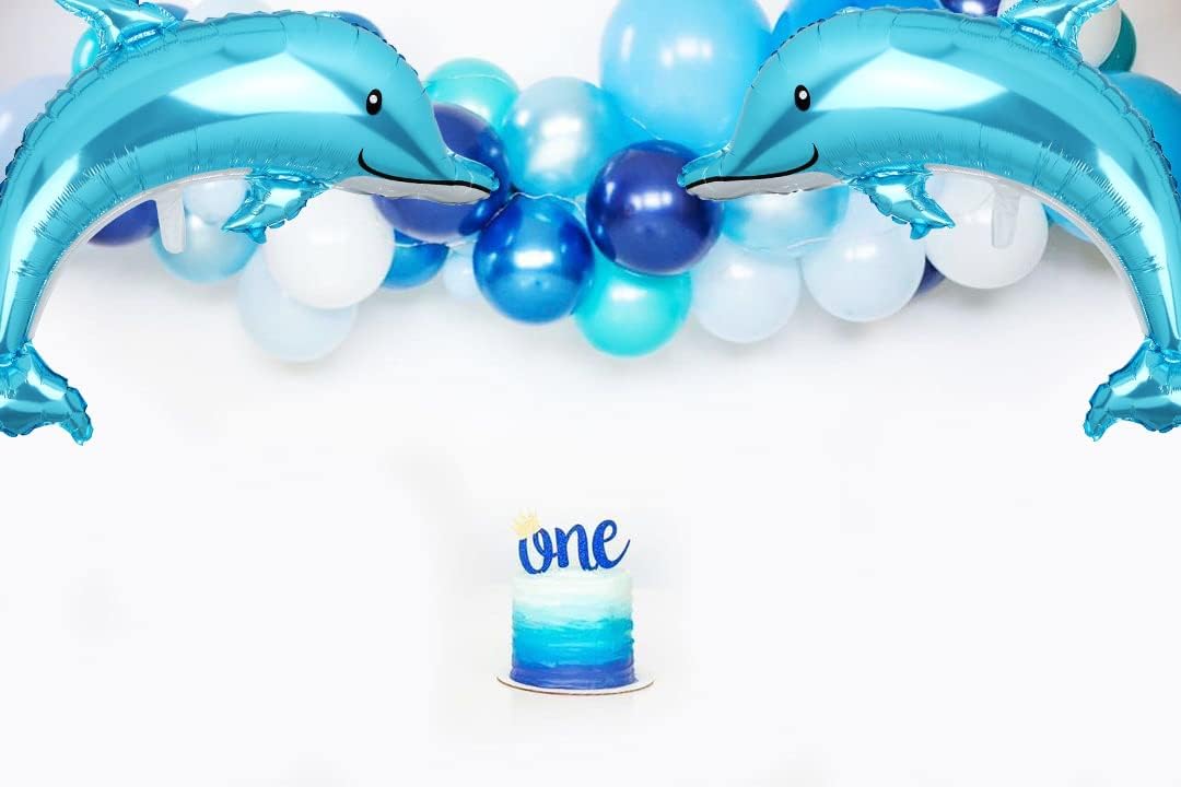 2 Pcs Dolphin Shape Splash Giant Foil Mylar Balloons