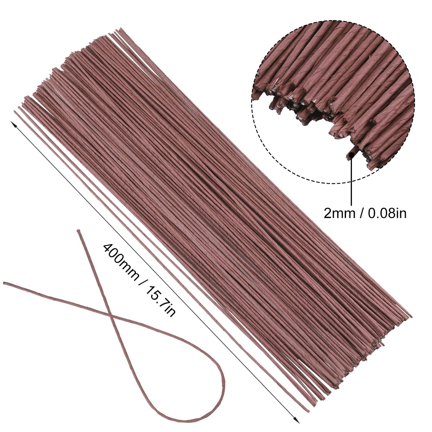 400 PCS 16 Inch Floral Wire Stems,14 Gauge Floral Wire for Wiring Fresh Flowers, Creating Floral Crowns, DIY Crafts, Artificial Flower, Brown